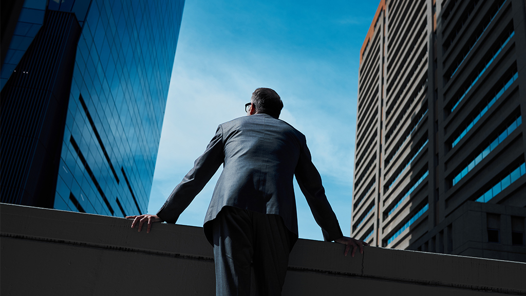 A man on a bridge
